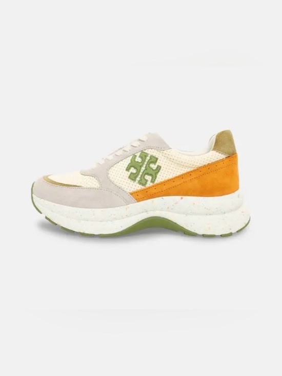 Tory Burch Shoes - Tory Burch Good Luck Trainer Ivory Cream Vibrant Green w/ Speckles Sneakers 10